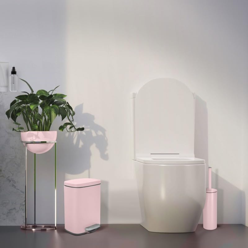 Resigilat|Cos de gunoi baie Spirella AKIRA, inox, inchidere silentioasa, roz mat, 5 L