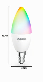 Resigilat|Hama bec inteligent E14, 4,9W, RGB si alb, forma lumanare, dimmabil, WiFi, compatibil Matter, Alexa, Google Assistant si Apple Home
