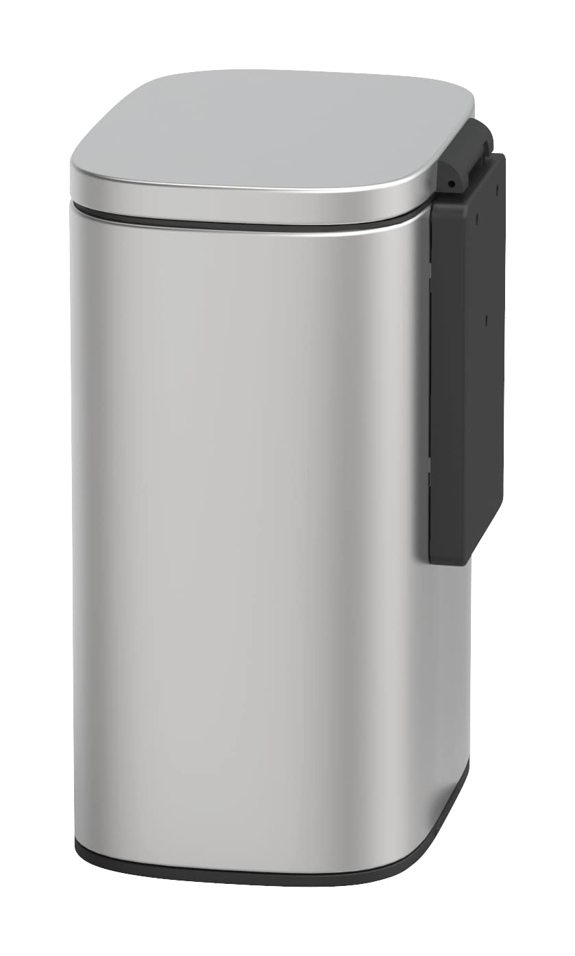 Resigilat|Cos de gunoi suspendat WENKO Sare, 5 L, inox anti-amprente, capac cu inchidere silentioasa, montare fara gaurire, 21,5 x 29,5 x 19 cm