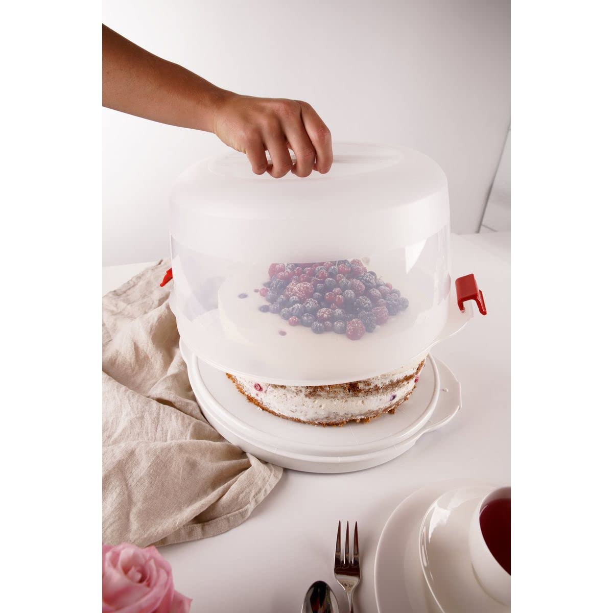 Resigilat|Dr. Oetker cutie pentru tort si prajituri, cu maner, compartiment pentru acumulatori frigorifici, baza pentru servire, Ø 38,5 x 19 cm