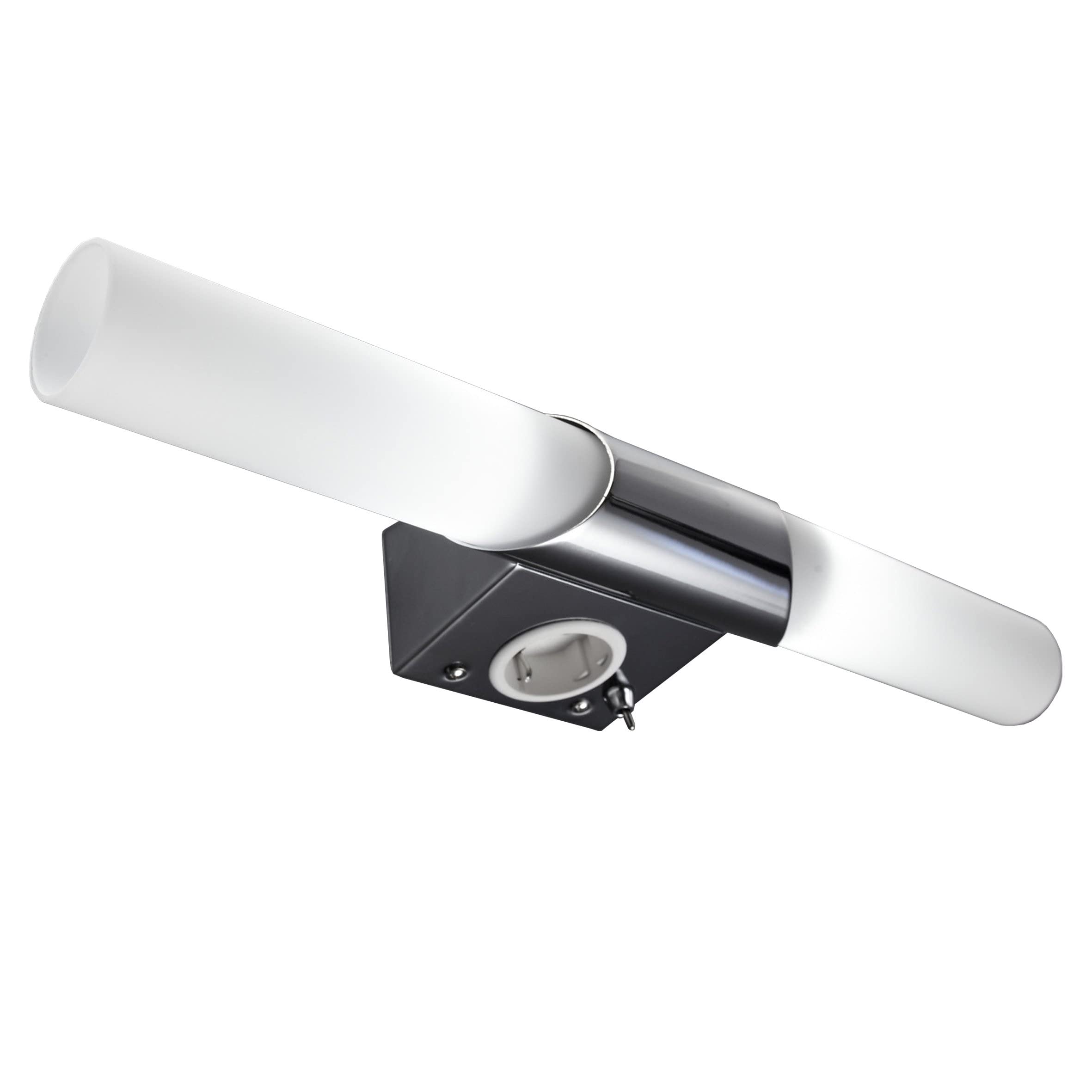 Resigilat|B.K.Licht lampa pentru oglinda baie cu priza, lumina alb cald, intrerupator, crom, 44,5 x 6 x 11 cm