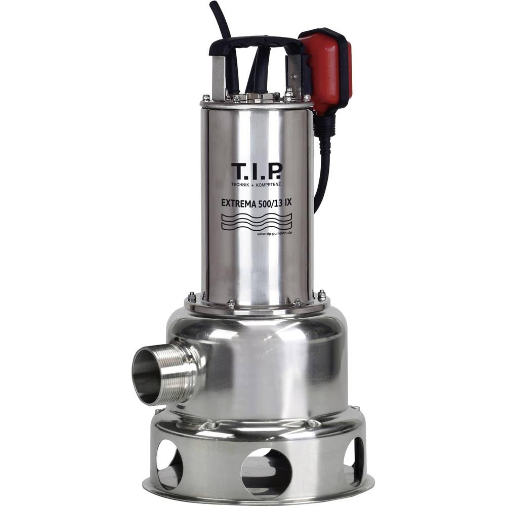 T.I.P. Schmutzwasser Tauchpumpe - Baupumpe Edelstahl (30.000 l/h Fördermenge, 13m Förderhöhe, 1,3bar Druck, 1.800W, 45mm Korngröße, Waschlauge, heißes Wasser bis 95°C) Extrema 500/13 IX, 30171