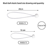 Resigilat|Set 30 corzi elastice pentru prelata si cort, cu bile, bucle elastice, tensionatoare, albe