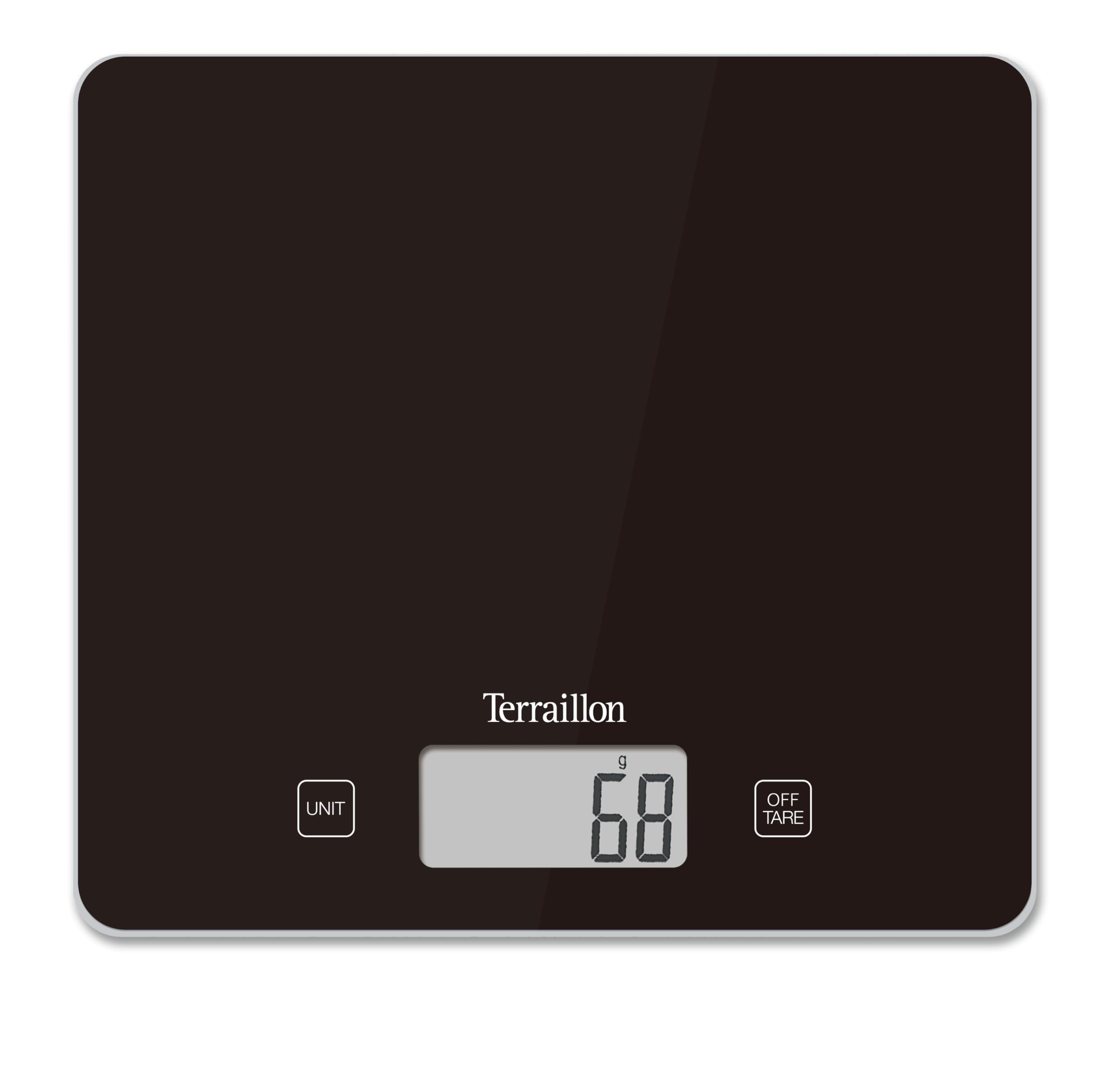 Resigilat|TERRAILLON T1040 Classic Black, cantar electronic de bucatarie, platan din sticla, 5 kg, precizie 1 g, functie TARE, negru