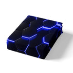 Resigilat|Homemissing lenjerie de pat cu model fagure geometric, albastru si negru, 140 x 200 cm, pentru copii si adolescenti, 1 fata de perna