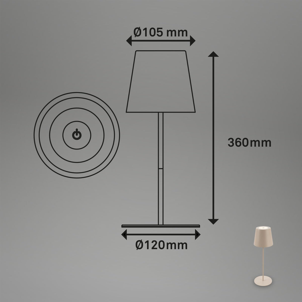 Resigilat|BRILONER lampa de masa LED fara fir cu Touch, dimmabila, inaltime reglabila, reincarcabila, pentru noptiera, camping si exterior, bej