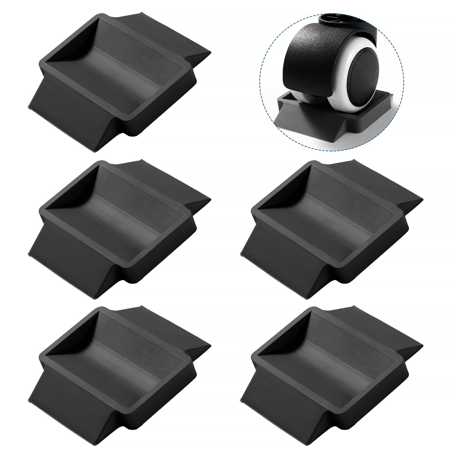 Resigilat|VooGenzek set 5 protectii din cauciuc pentru rotile mobilierului, 3,5 x 6 cm, antiderapante, negre