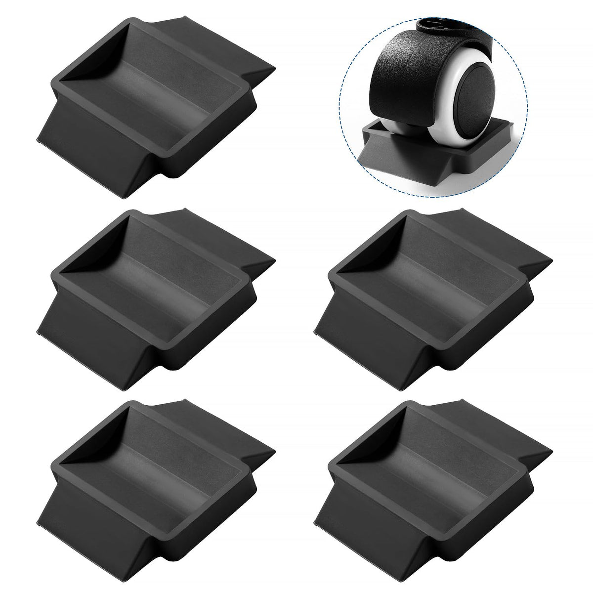 Resigilat|VooGenzek set 5 protectii din cauciuc pentru rotile mobilierului, 3,5 x 6 cm, antiderapante, negre
