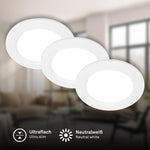 Resigilat|BRILONER set 3 spoturi LED incastrabile 230V, 6W, 660 lm fiecare, lumina alb neutru, Ø30 mm, 120 x 28 mm, albe