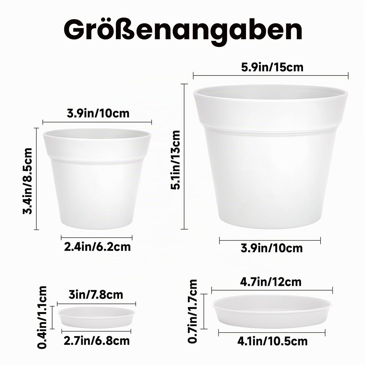 Resigilat|KINGLAKE Ghivece 10 cm cu Farfurioare - Set 8 Bucati, Ghivece Plastic pentru Plante, Cactusi si Ierburi, Multicolor