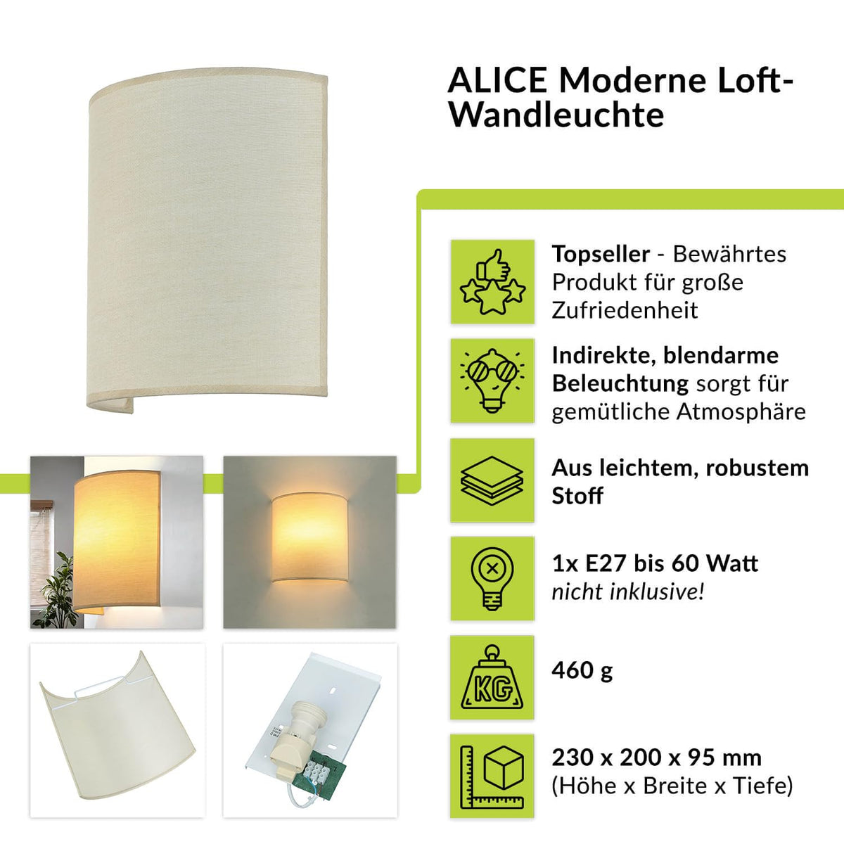 Resigilat|Aplica de perete maro cafea, iluminare sus-jos, abajur din material textil, dulie E27, 20 cm, lumina confortabila