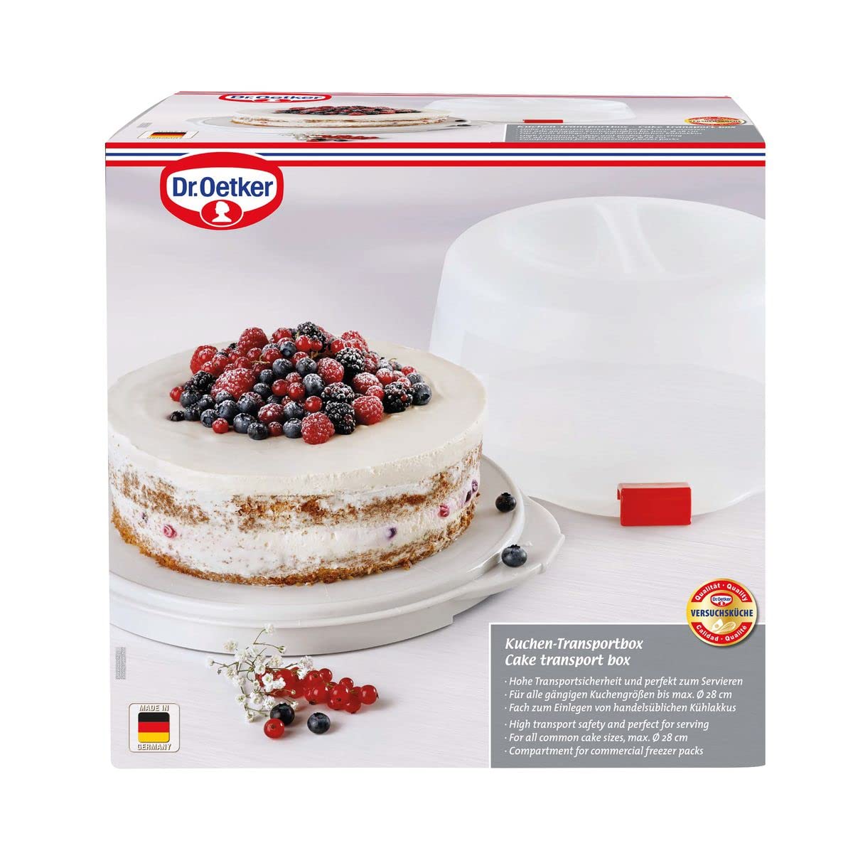Resigilat|Dr. Oetker cutie pentru tort si prajituri, cu maner, compartiment pentru acumulatori frigorifici, baza pentru servire, Ø 38,5 x 19 cm