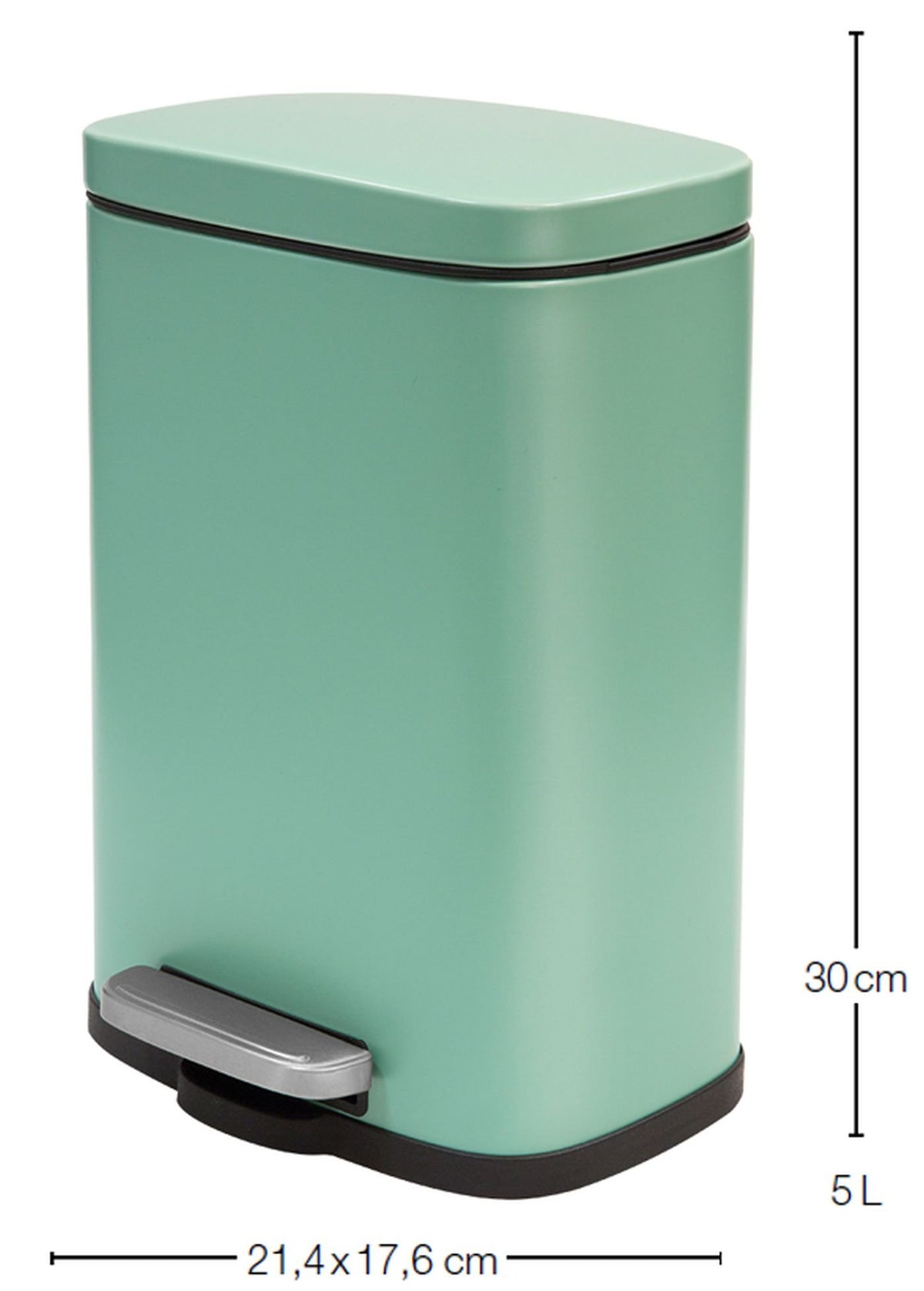 Resigilat|Spirella AKIRA cos de gunoi pentru baie, din inox, inchidere silentioasa, verde mat, 5 L
