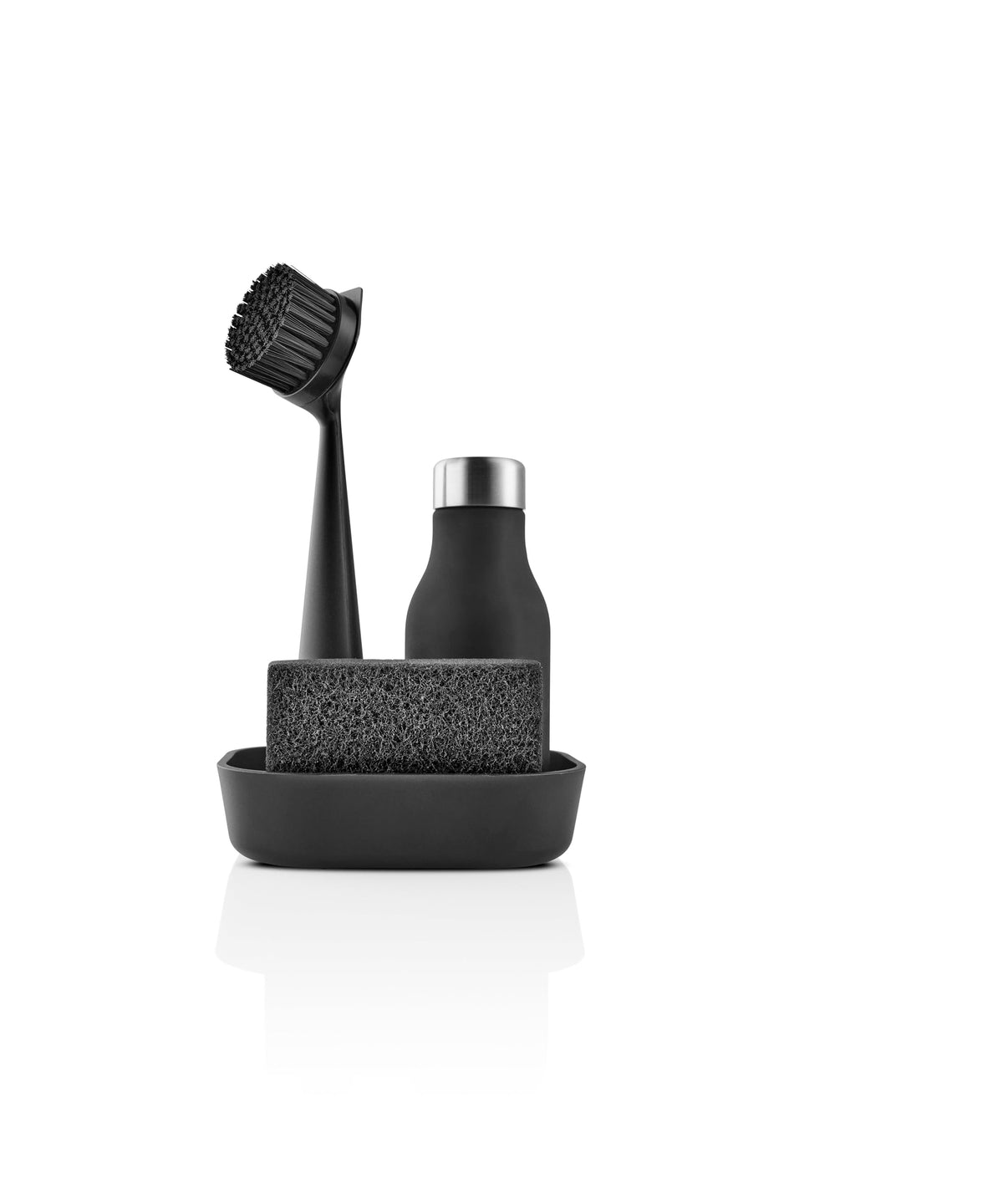 |Resigilat| Eva Solo set spălat vase, suport săpun, dozator săpun lichid, perie și burete, accesorii bucătărie, negru