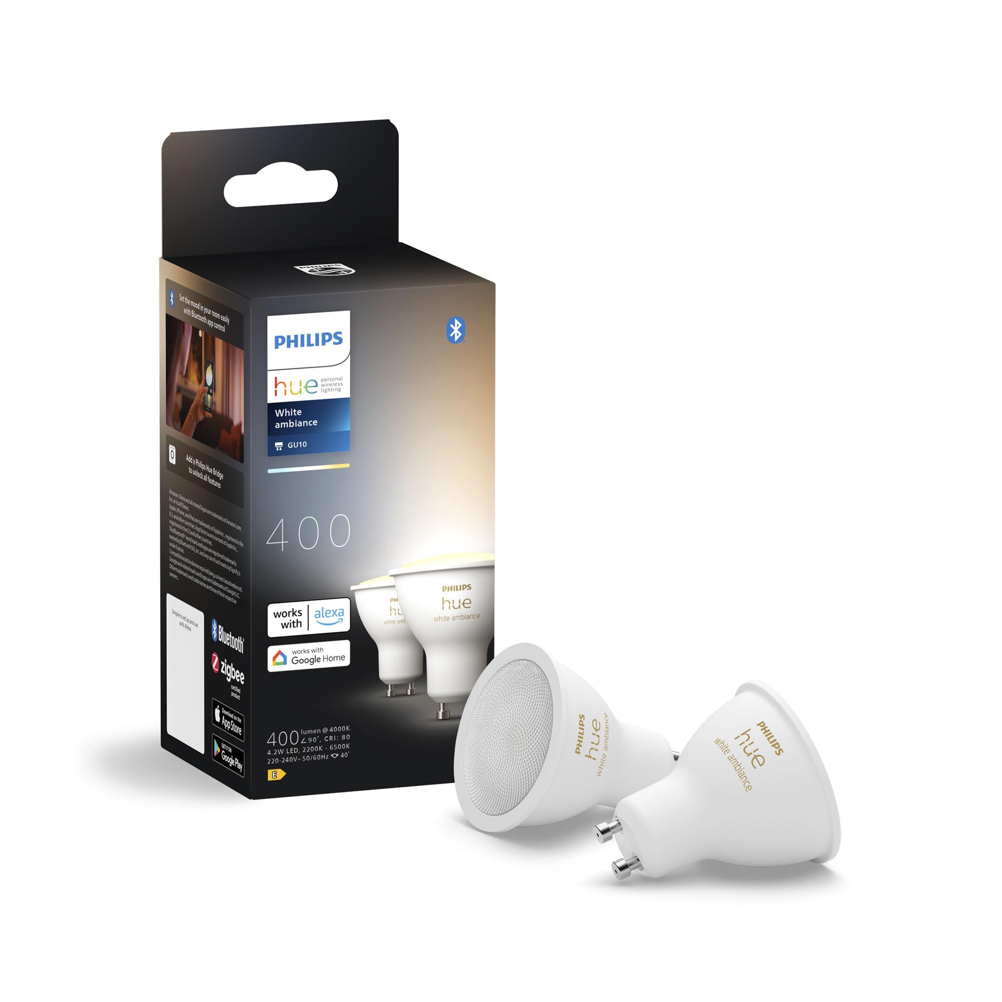 Resigilat|Philips Hue spot GU10, set 2 bucati