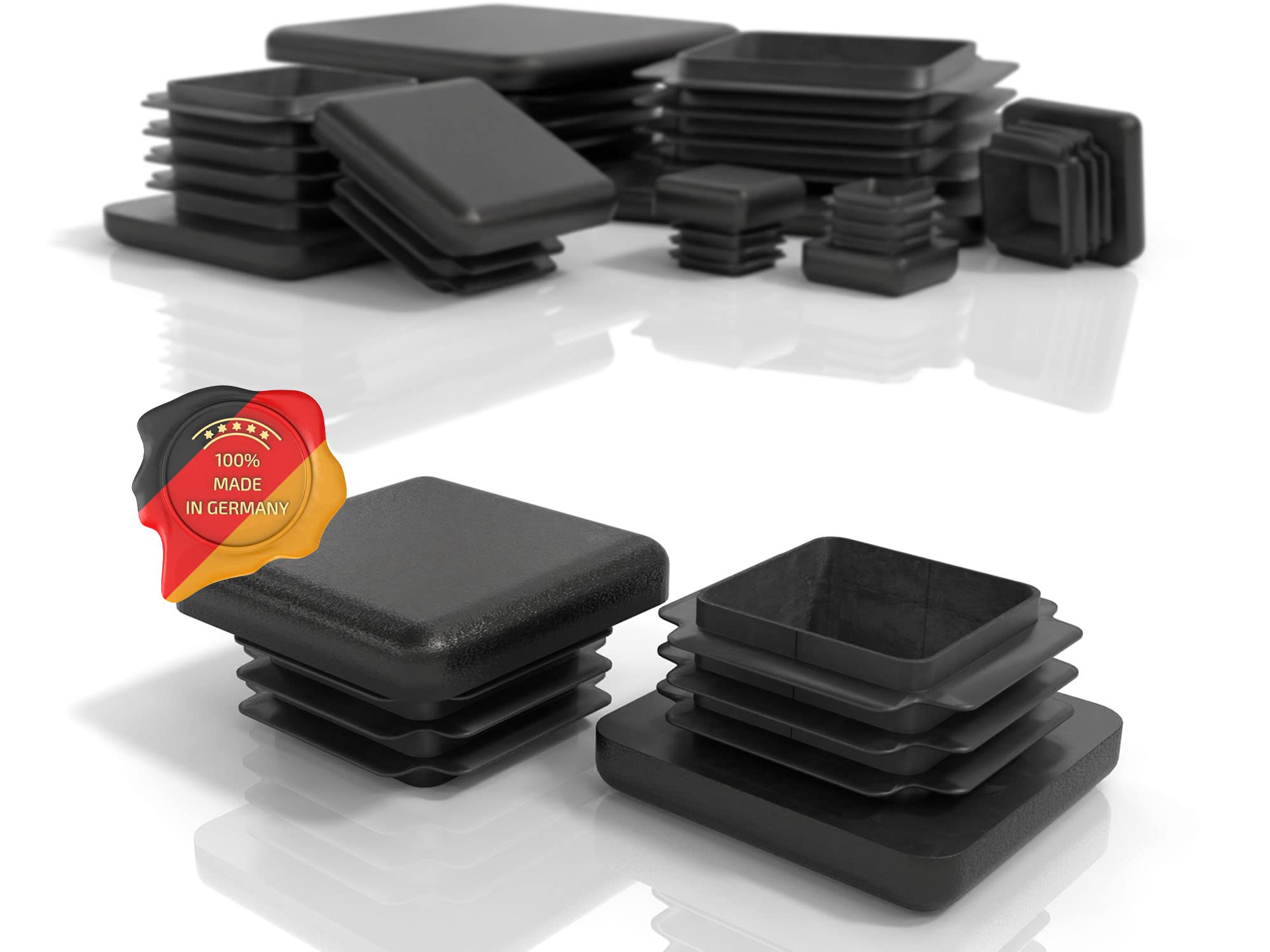 Resigilat|PD 4 dopuri pentru teava patrata 35 x 35 mm, capace de capat pentru tevi, negre