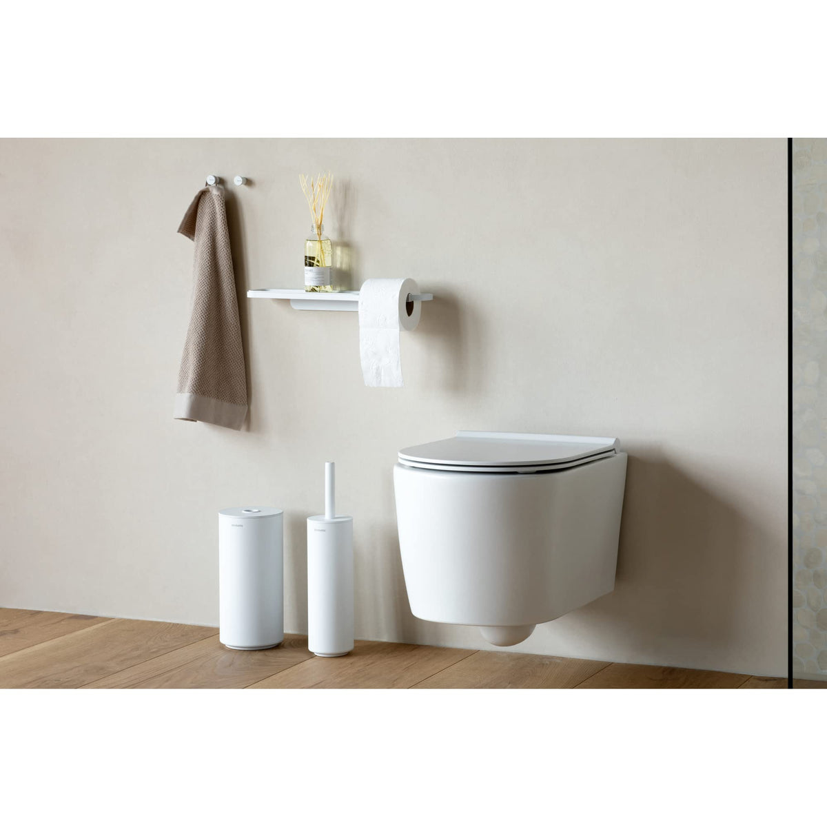 Resigilat|Brabantia MindSet suport hartie igienica, pentru 2 role de rezerva, Smart Lift, rezistent la coroziune, alb, 30 x 15,1 x 13,7 cm