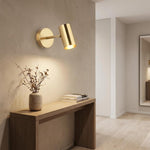 BARCELONA lampa de perete LED aurie din metal, moderna si industriala, stil vintage minimalist, orientabila, pentru baie, oglinda si tavan