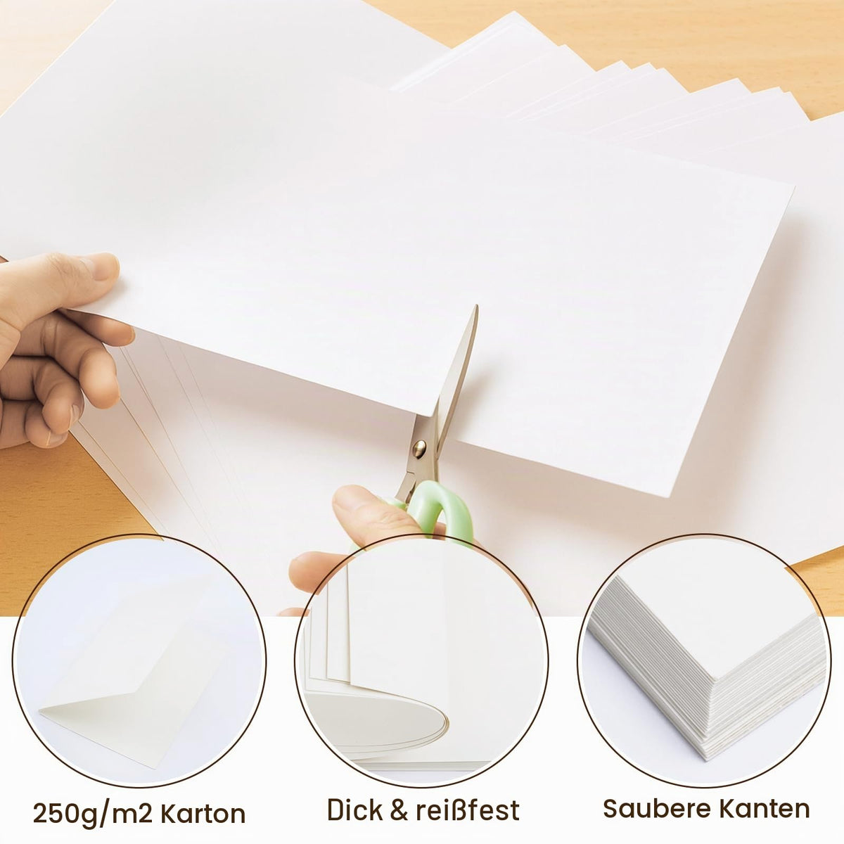 Resigilat|Set 30 coli hartie cartonata A4, 250 g/m², hartie groasa crem-alb, pentru proiecte creative si lucru manual