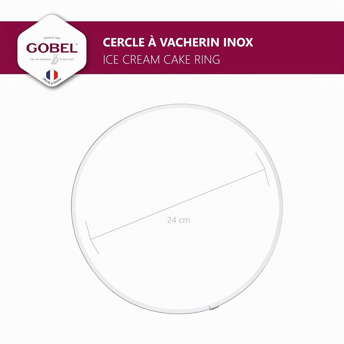 Resigilat|Gobel Vacherin forma rotunda din inox, Ø 24 cm, inaltime 6 cm, Made in France