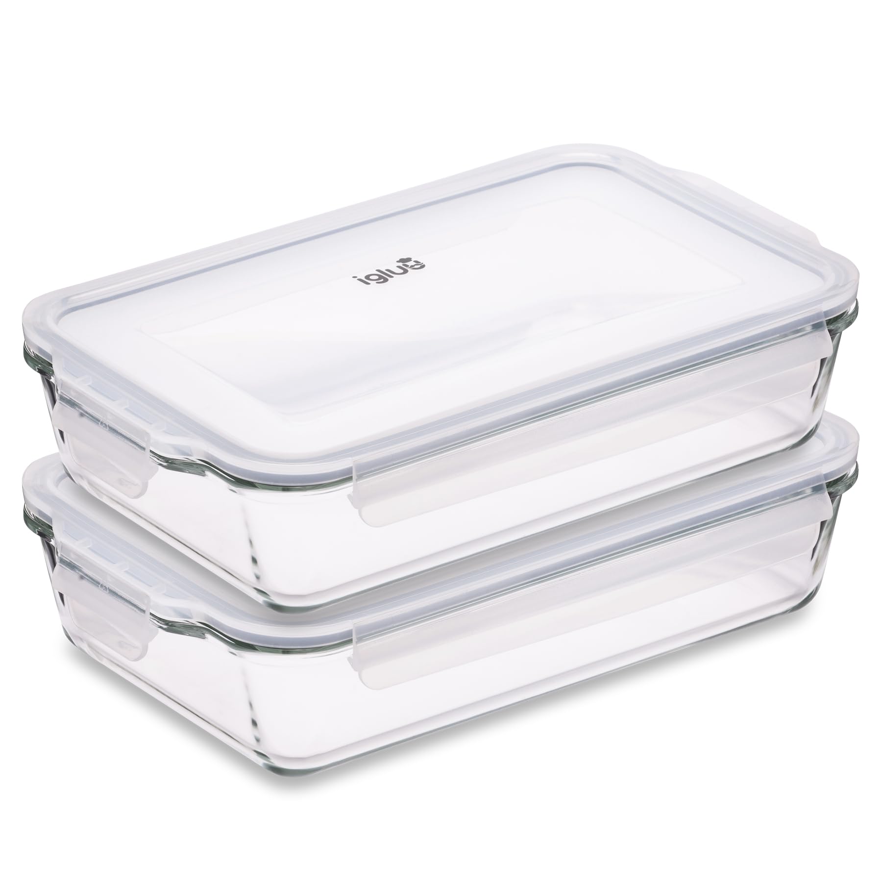 Resigilat|Igluu Meal Prep set 2 vase din sticla pentru lasagna si gratinare, 2,2 L