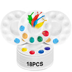 Resigilat|Set 18 Palete de Amestecare din Plastic, Rotunde 15,8 cm, cu 11 Compartimente, pentru Acuarele, Acrilice si Vopsele Ulei