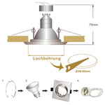 Resigilat|Wondlumi set 6 rame pentru spoturi LED incastrate GU10, 68 mm, inox periat, patrate