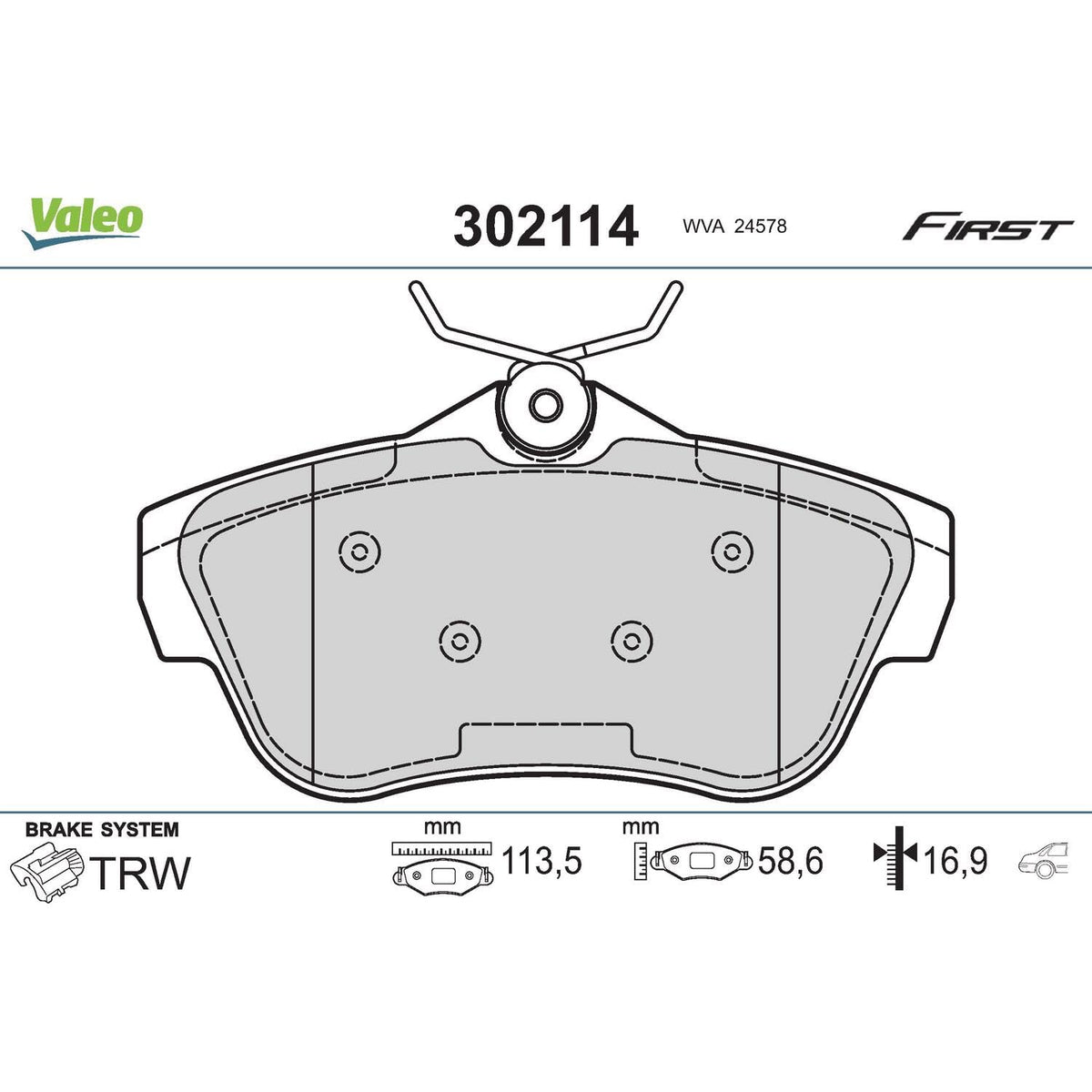 Valeo - 302114 - Placute de frana spate (set 4 bucati)
