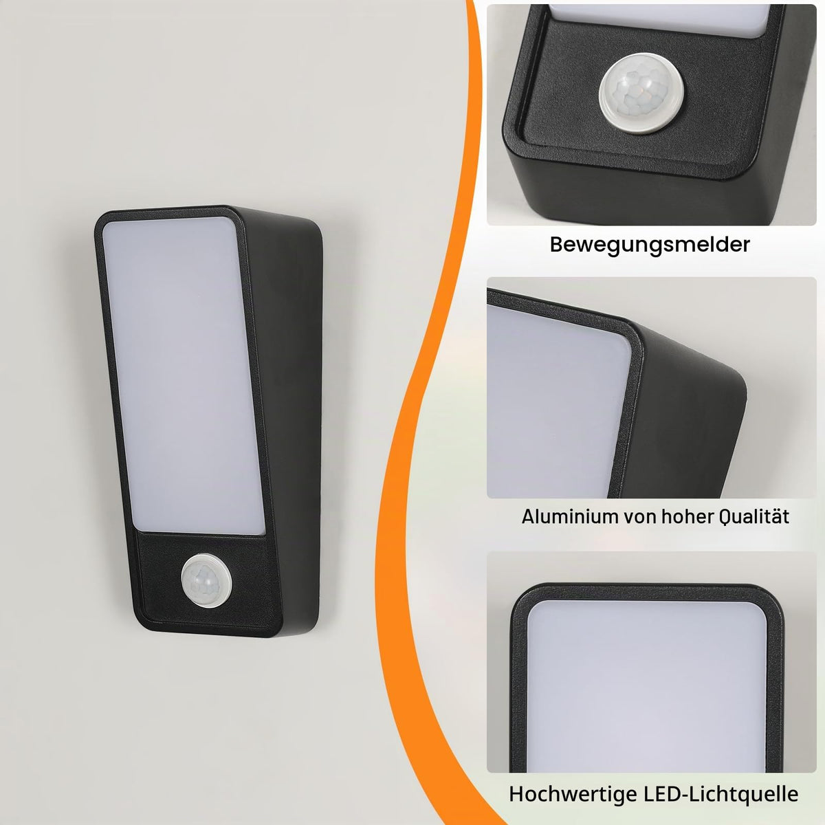 Resigilat|Comely lampa de exterior cu senzor de miscare, aplica de perete interior/exterior, 12W, 3000K