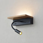 Resigilat|Lampa de perete pentru dormitor, lemn/negru, LED 3W, 3000K, cu USB si Type-C, intrerupator si brat flexibil, pentru citit