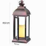 Resigilat|WRalwaysLX felinar decorativ cu flacara LED animata, lumanare cu temporizator, 41 cm, pentru interior si exterior, plastic, bronz