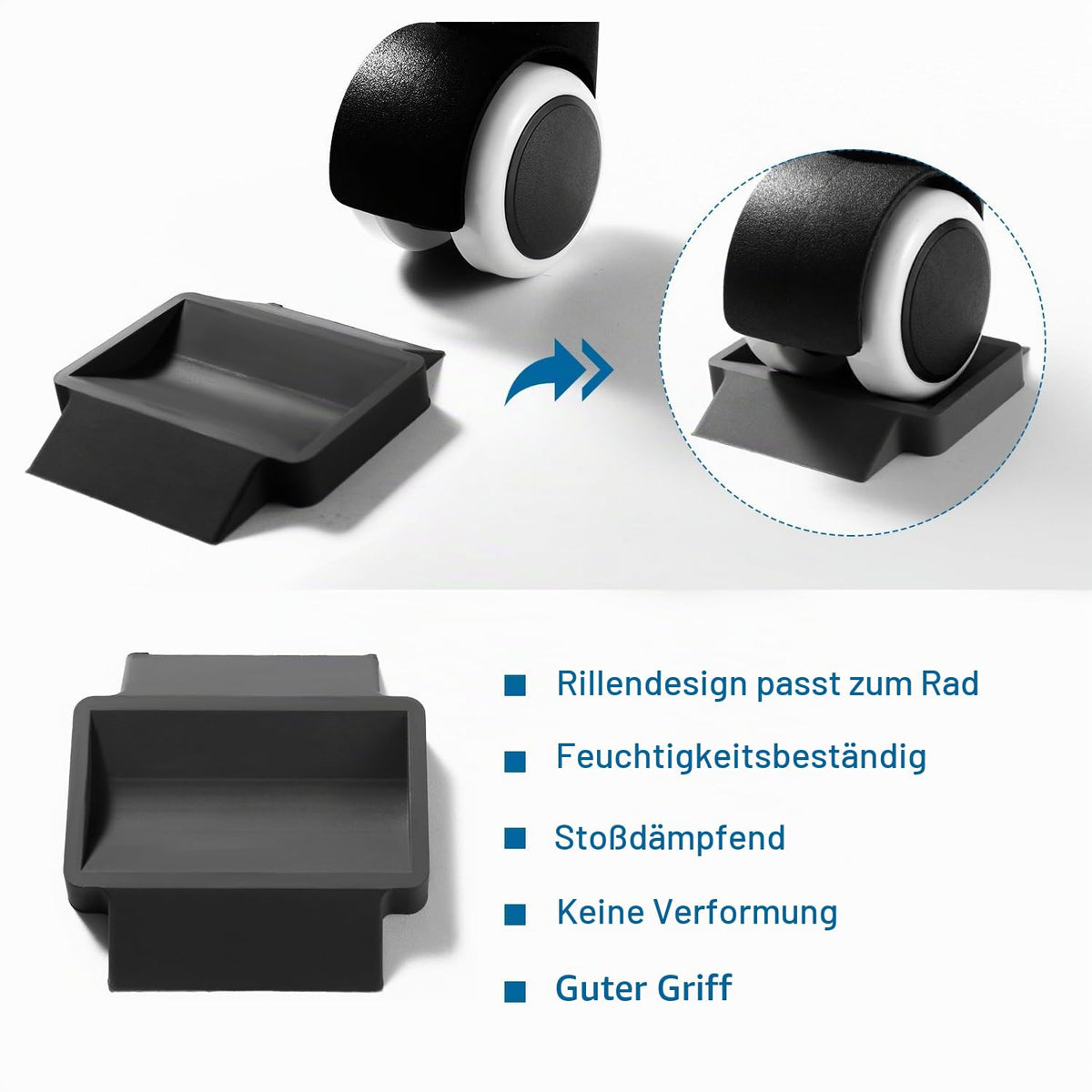 Resigilat|VooGenzek set 5 protectii din cauciuc pentru rotile mobilierului, 3,5 x 6 cm, antiderapante, negre