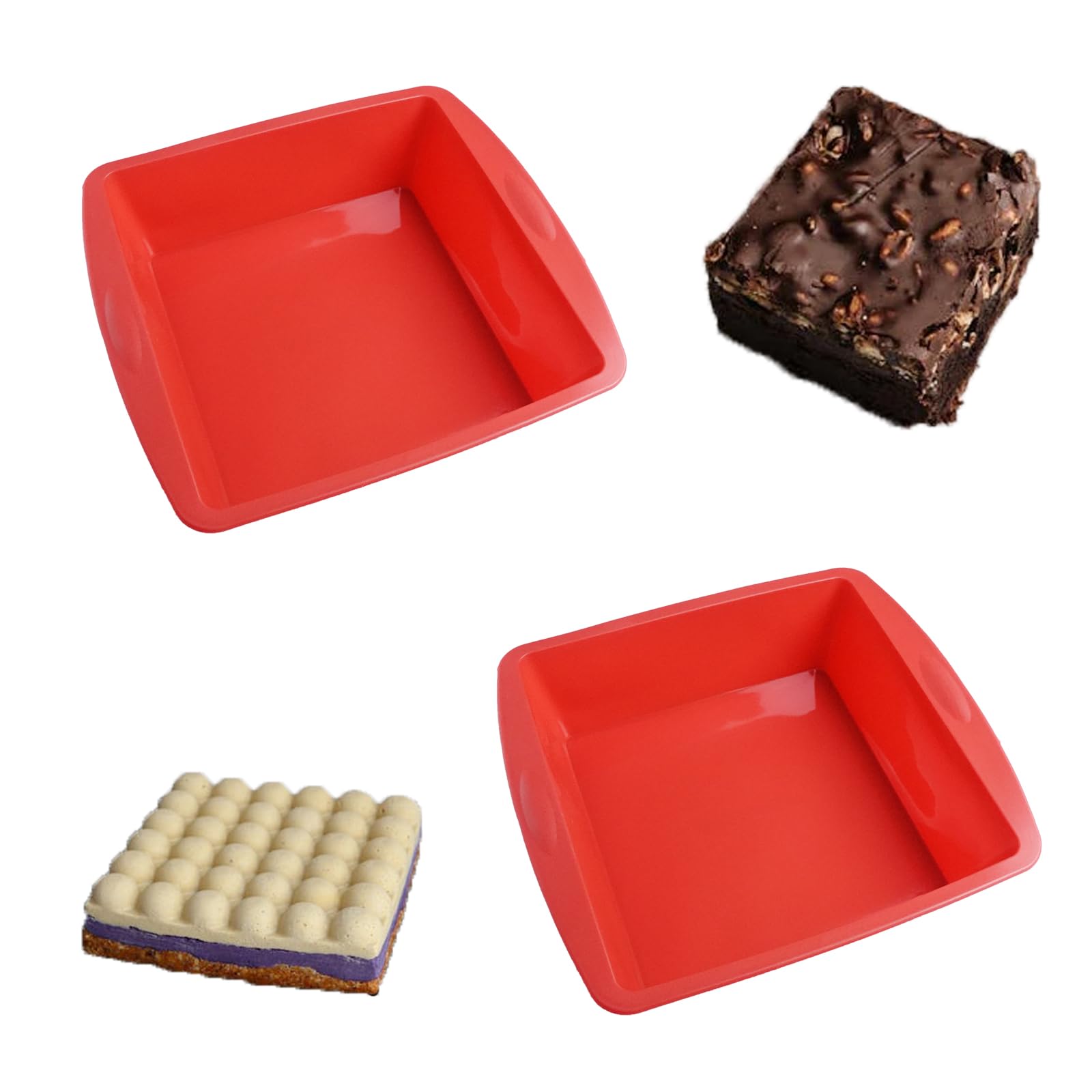 Resigilat|BMZXCH set 2 forme de copt din silicon, forma de chec, 20 cm