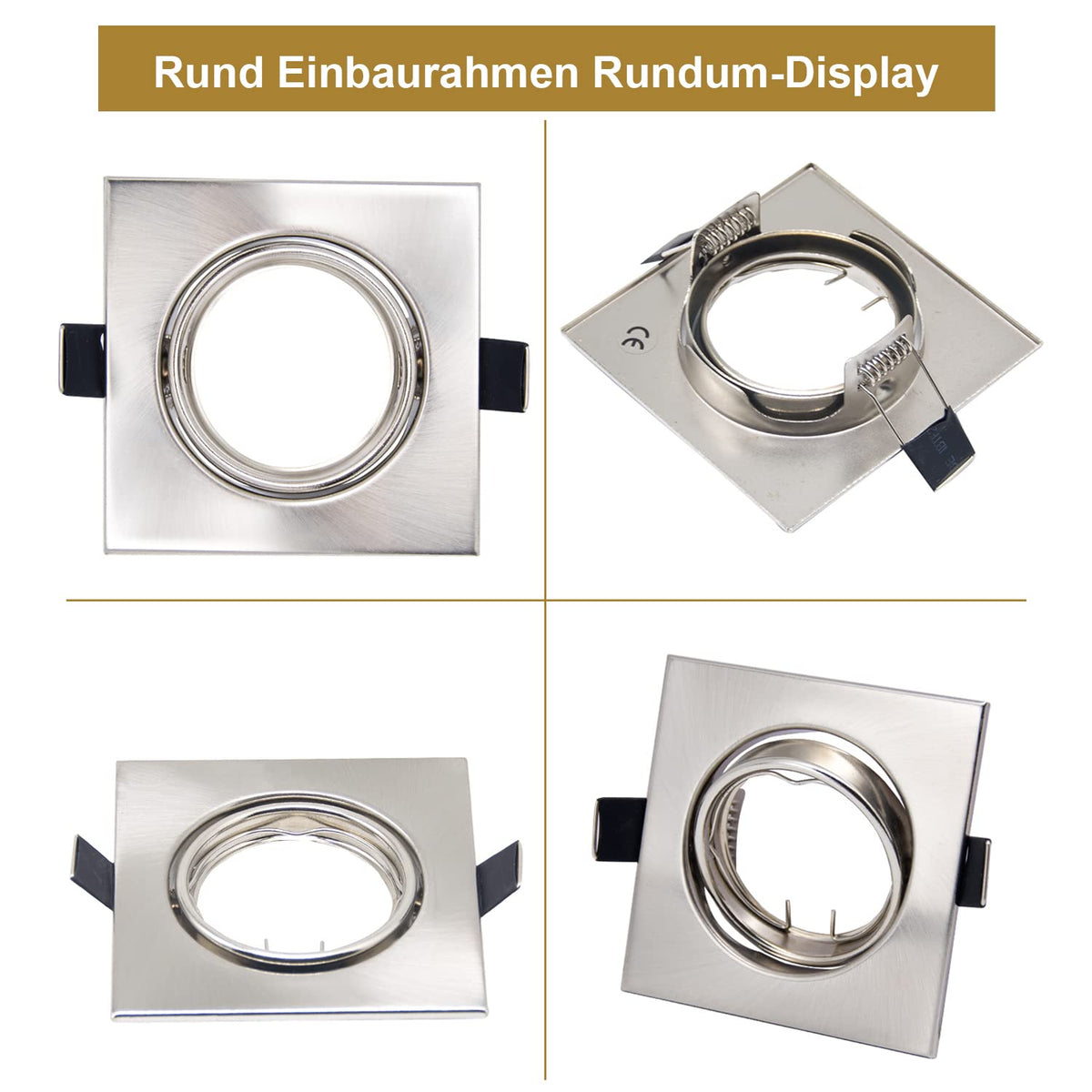 Resigilat|Wondlumi set 6 rame pentru spoturi LED incastrate GU10, 68 mm, inox periat, patrate