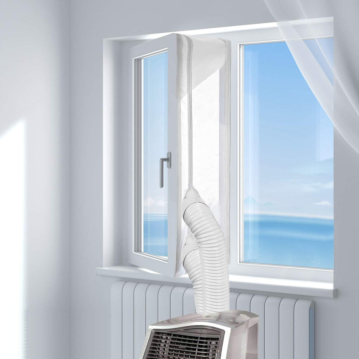 Resigilat|HOOMEE kit etansare fereastra pentru aer conditionat mobil si uscatoare, Hot Air Stop, pentru ferestre batante si de mansarda, 300 cm