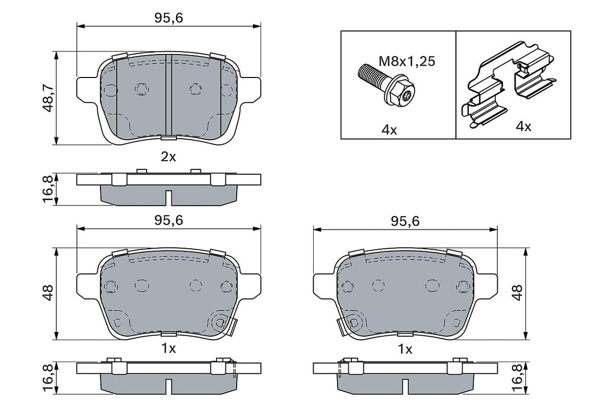 Bosch - BP1762 - Placute de frana spate (set 4 bucati)