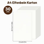 Resigilat|Set 30 coli hartie cartonata A4, 250 g/m², hartie groasa crem-alb, pentru proiecte creative si lucru manual