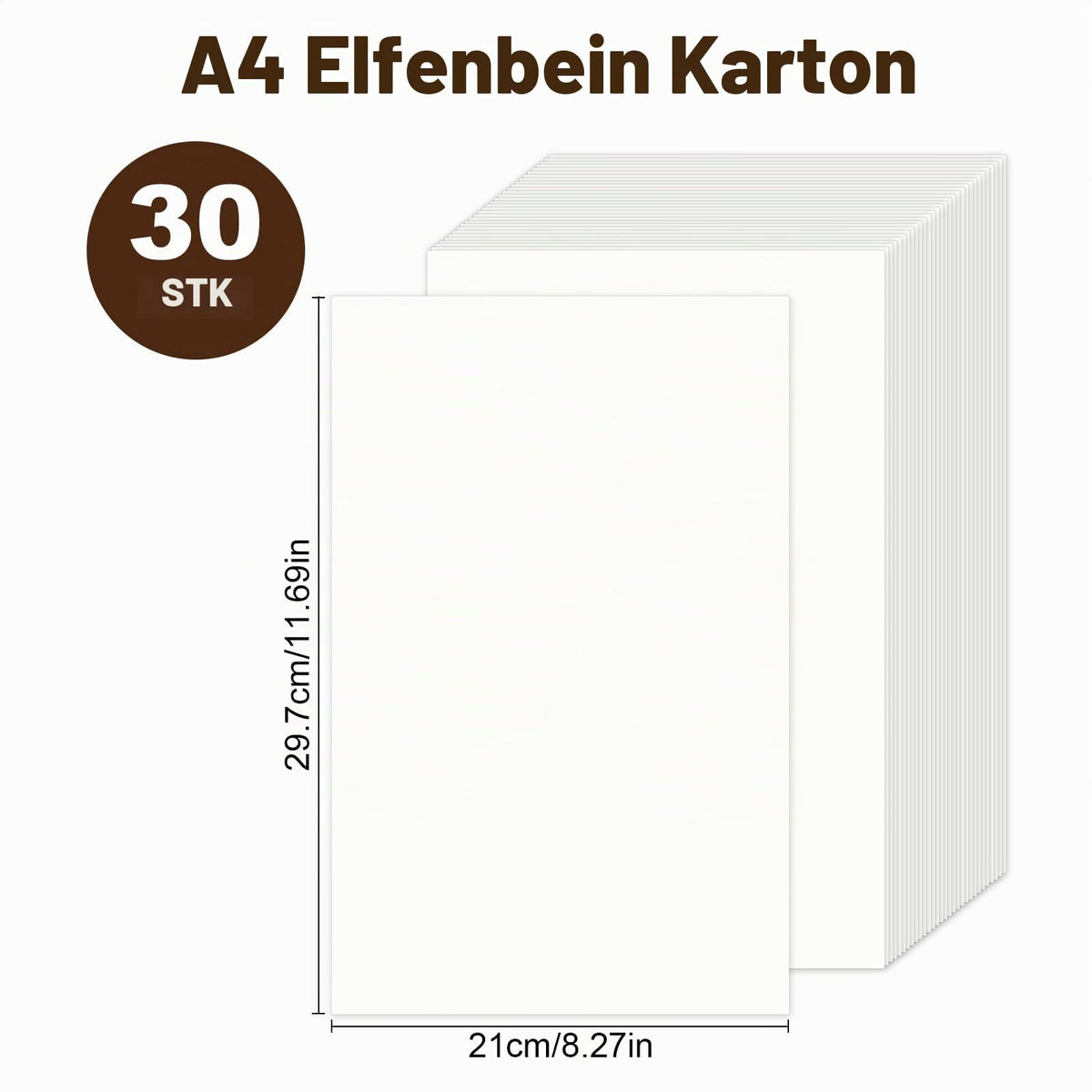 Resigilat|Set 30 coli hartie cartonata A4, 250 g/m², hartie groasa crem-alb, pentru proiecte creative si lucru manual