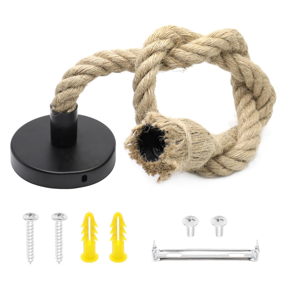 Resigilat|GOIYZTTR dulie E27 vintage cu franghie de canepa, cablu 100 cm, pendul retro DIY industrial, pentru bucatarie, cafenea, bar, fara bec