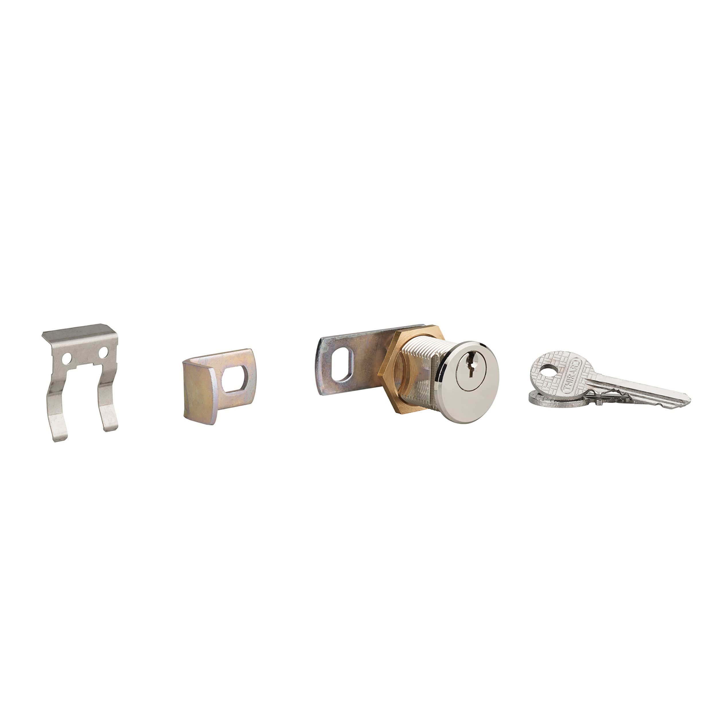 |Resigilat| THIRARD încuietoare filetată pentru cutie poștală, grosime max. 23 mm, alamă, 2 chei din oțel nichelat, gri