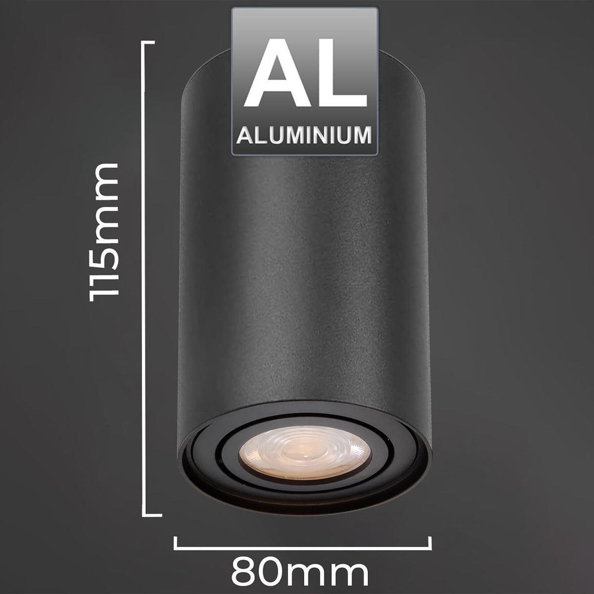 Resigilat|Maclean MCE422 B corp de iluminat pentru tavan, GU10, LED si halogen pana la 40W, aplicat, orientabil, aluminiu, negru, rotund