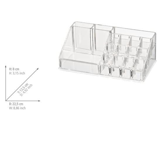Resigilat|WENKO Femme organizator pentru cosmetice, 16 compartimente, acril, 22,5 x 8 x 12,5 cm, transparent