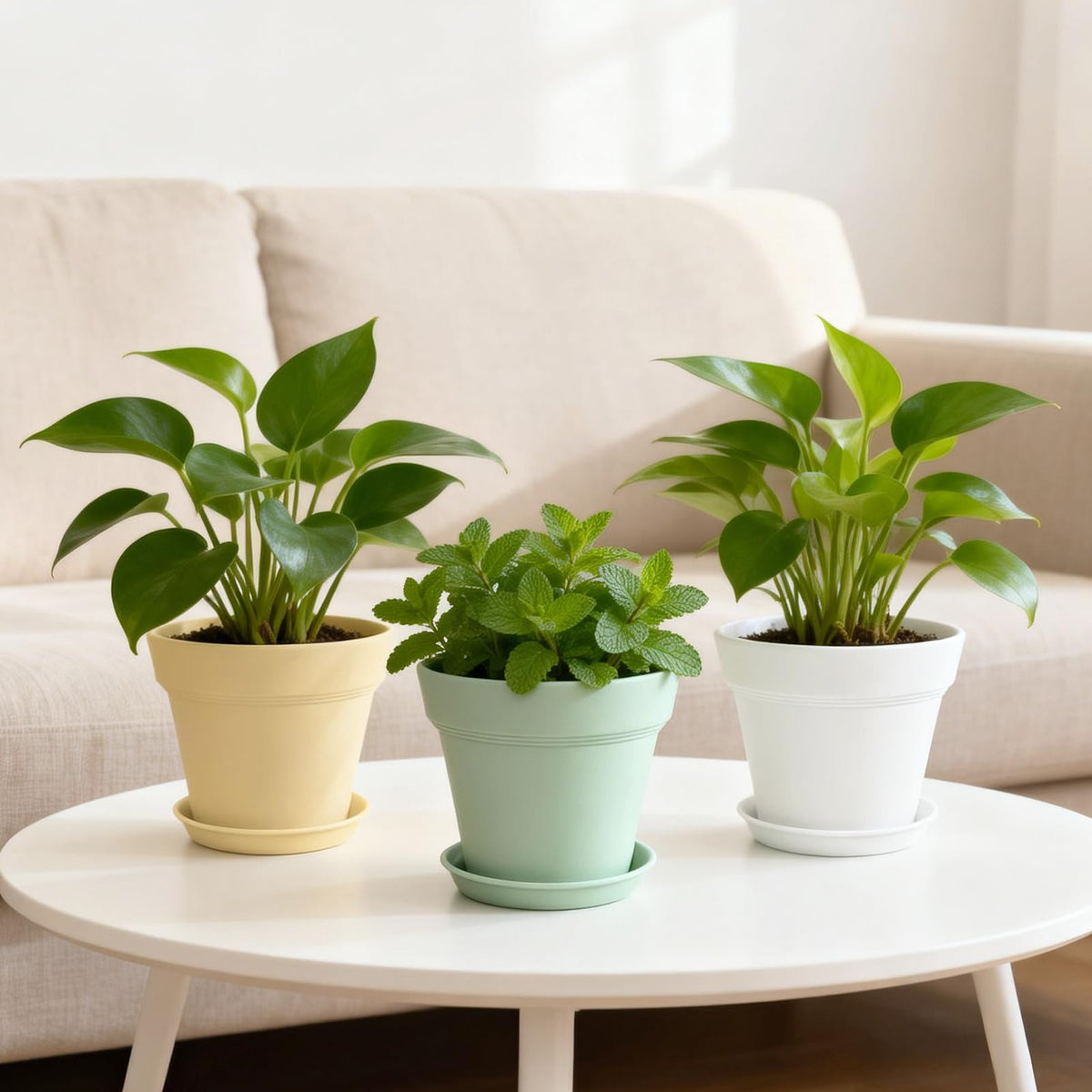 Resigilat|KINGLAKE Ghivece 10 cm cu Farfurioare - Set 8 Bucati, Ghivece Plastic pentru Plante, Cactusi si Ierburi, Multicolor