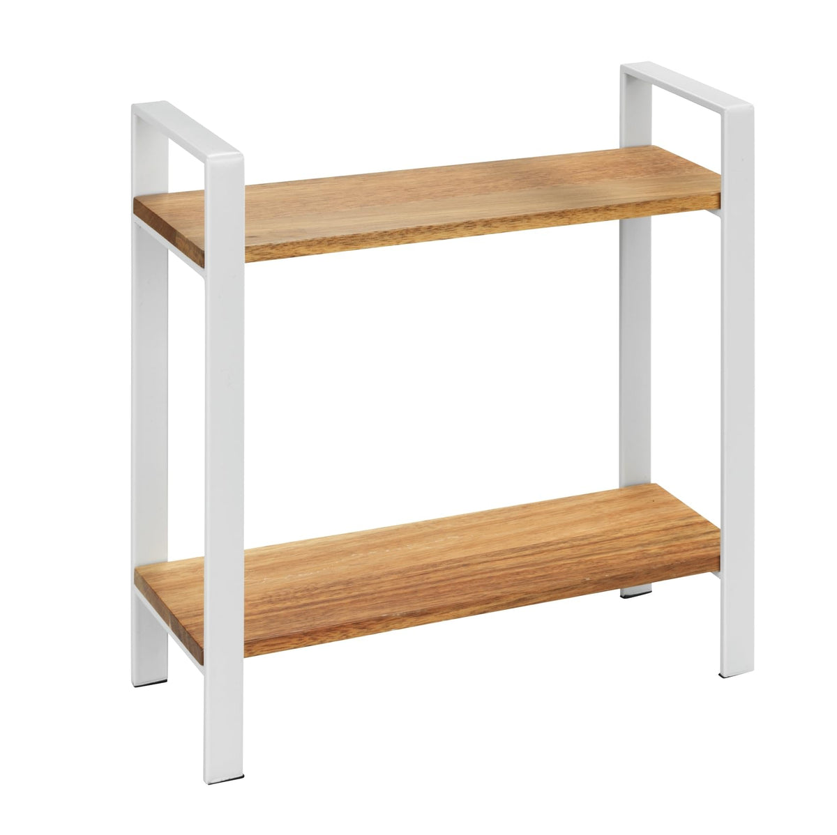 Resigilat|WENKO Louisa raft de bucatarie cu 2 niveluri, pentru blat, lemn de salcam si metal, 32 x 33 x 11 cm, alb