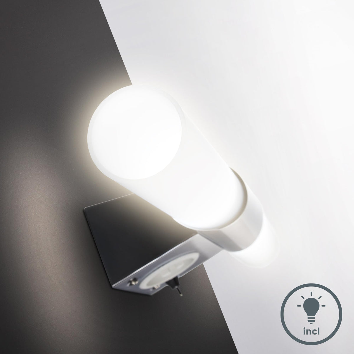 Resigilat|B.K.Licht lampa pentru oglinda baie cu priza, lumina alb cald, intrerupator, crom, 44,5 x 6 x 11 cm