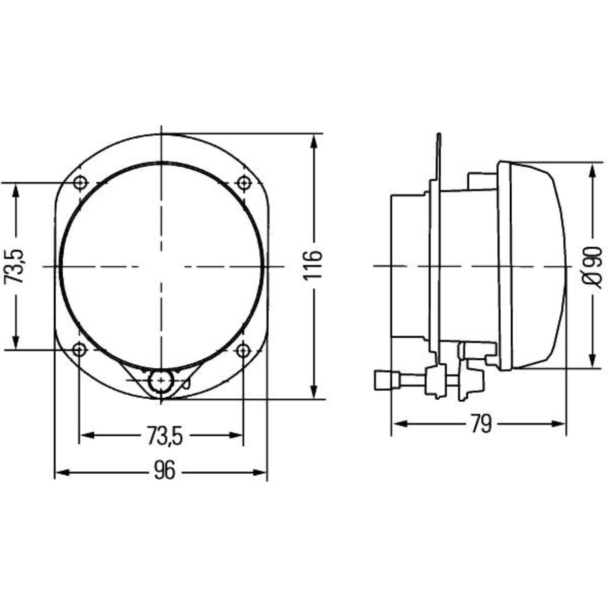 HELLA - 1N0 008 582-001 - Far de ceata halogen, rotund, 12 V