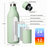 Resigilat|BJPKPK sticla termoizolanta din inox, 750 ml, cu curea de transport, fara BPA, etansa, reutilizabila, verde macaron