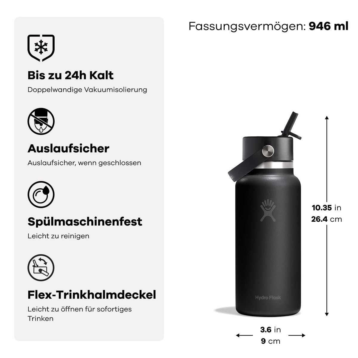 Resigilat|Hydro Flask Wide Flex Straw Cap sticla 946 ml (32 oz), Popstar Pink