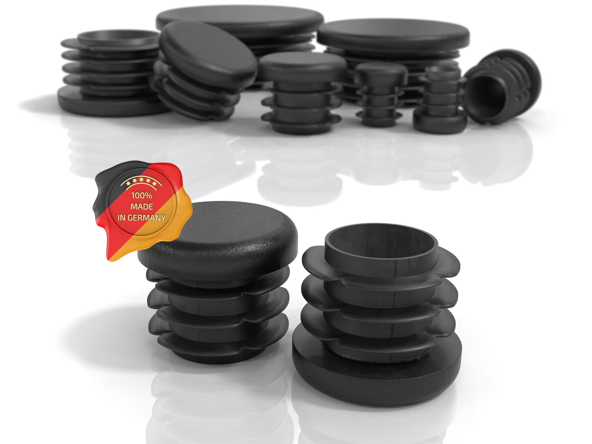Resigilat|PD dopuri lamelare rotunde 25 mm pentru tevi rotunde, capace de capat, negre, 4 bucati