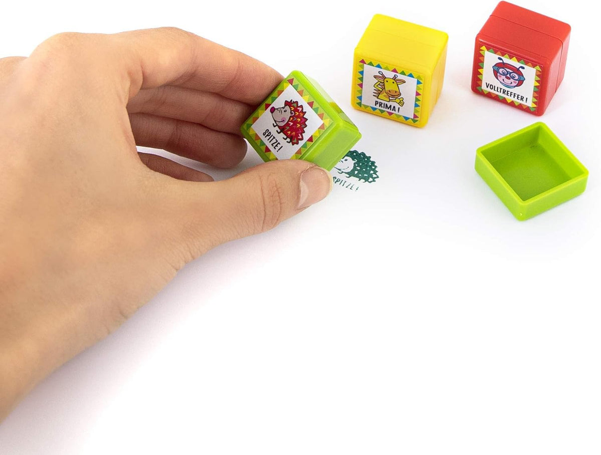 Resigilat|TRENDHAUS 601421 set 6 stampile auto-tusante pentru profesori, cu motive animale, Ø3 cm, pentru prescolari si scoala primara